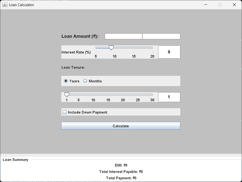 Java Loan Calculator GUI